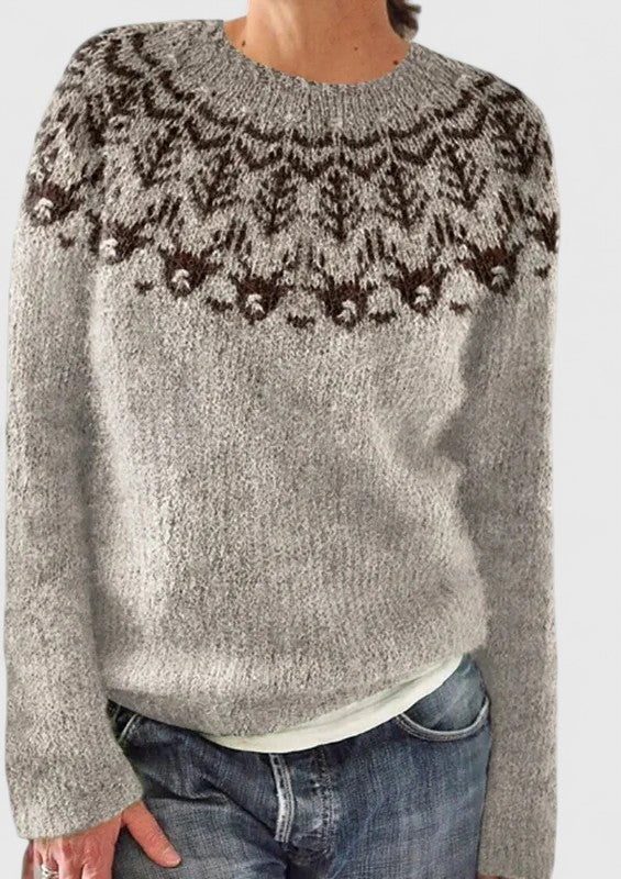 Cilla | Pull à empiècement jacquard Fair Isle