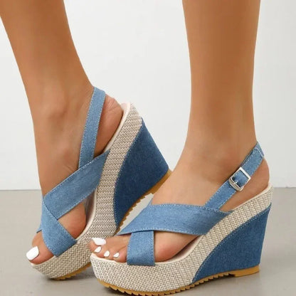 Sandales à plateforme en denim Maya