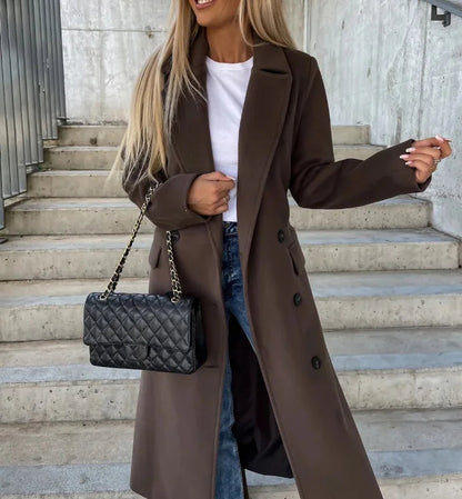 Manteau longline boutonné à revers