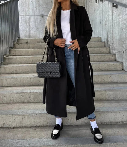Manteau longline boutonné à revers