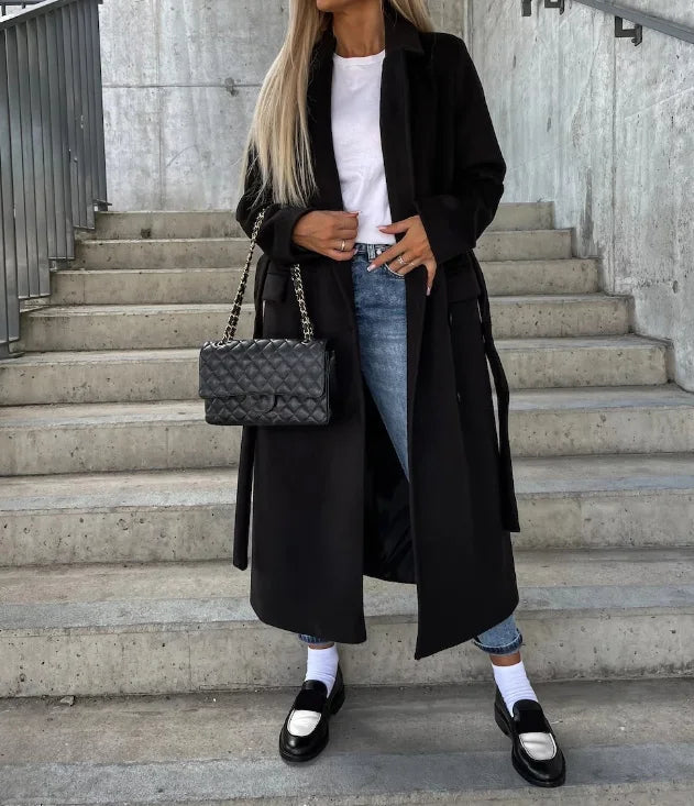 Manteau longline boutonné à revers