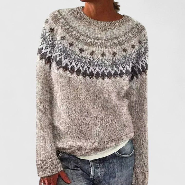 Cilla | Pull à empiècement jacquard Fair Isle