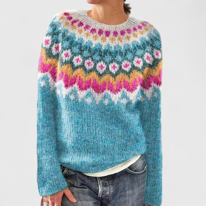 Cilla | Pull à empiècement jacquard Fair Isle
