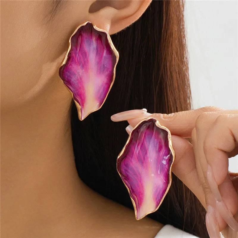 Boucles d'oreilles pendantes en pétales voyantes