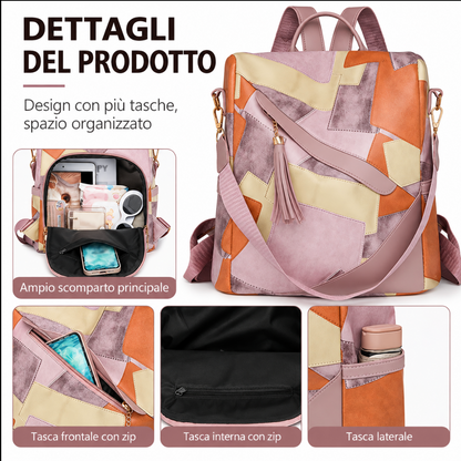ENRICA | Sac à dos antivol à carreaux noir