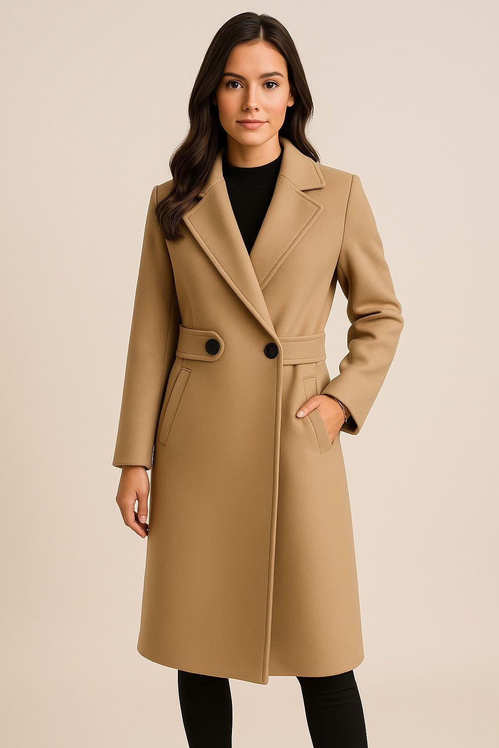 Manteau d'hiver long ceinturé