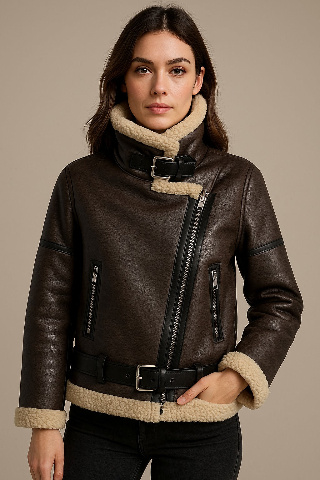 Trench-coat long croisé ceinturé