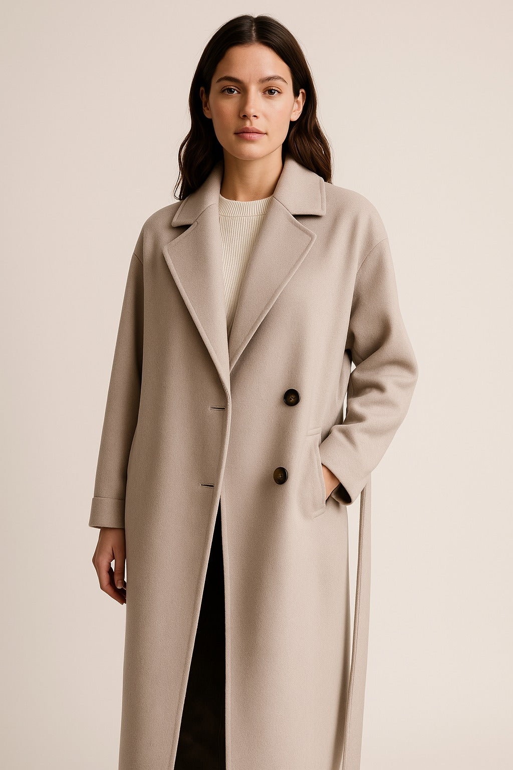 Trench-coat classique croisé ceinturé
