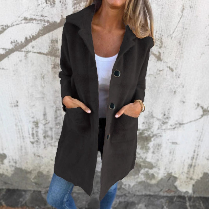 Manteau boutonné à poches et manches longues