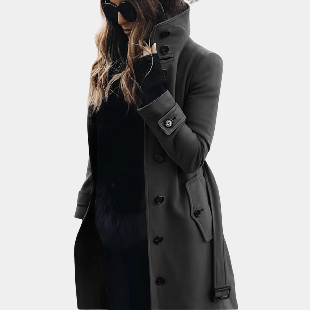 Trench-coat chaud croisé ceinturé