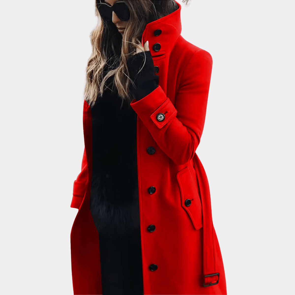 Trench-coat chaud croisé ceinturé