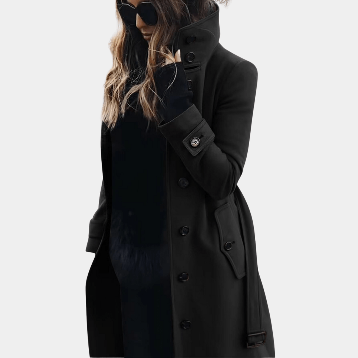 Trench-coat chaud croisé ceinturé