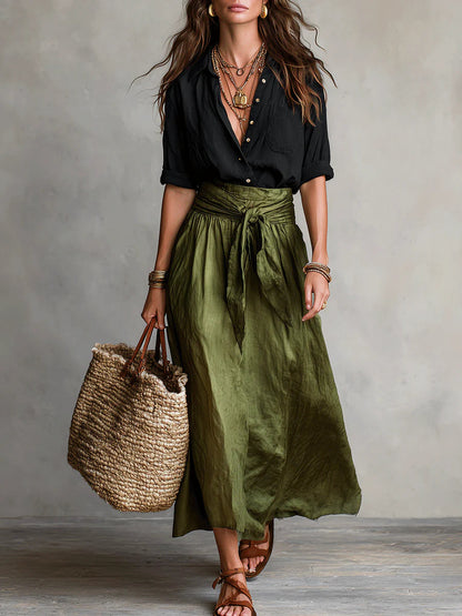Camilla | Ensemble mi-long à taille nouée