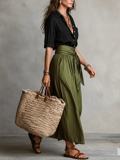 Camilla | Ensemble mi-long à taille nouée