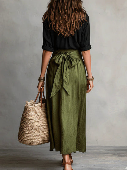 Camilla | Ensemble mi-long à taille nouée