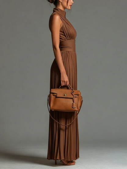ESSENTIEL - Combinaison Zsófia | Chiffon plissé marron