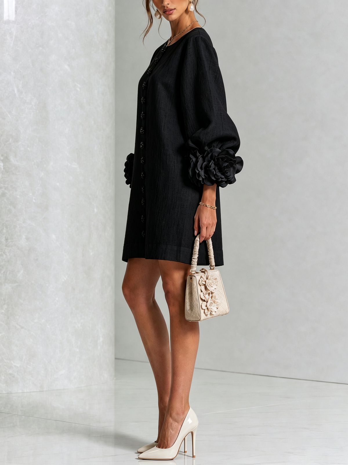 Florence | Robe courte fleurie à boutonnage devant