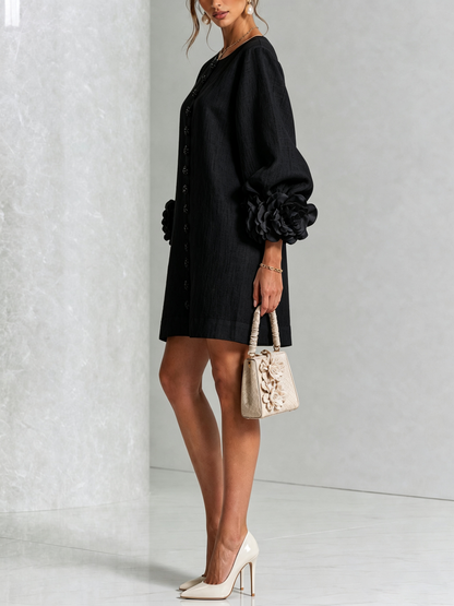 Florence | Robe courte fleurie à boutonnage devant