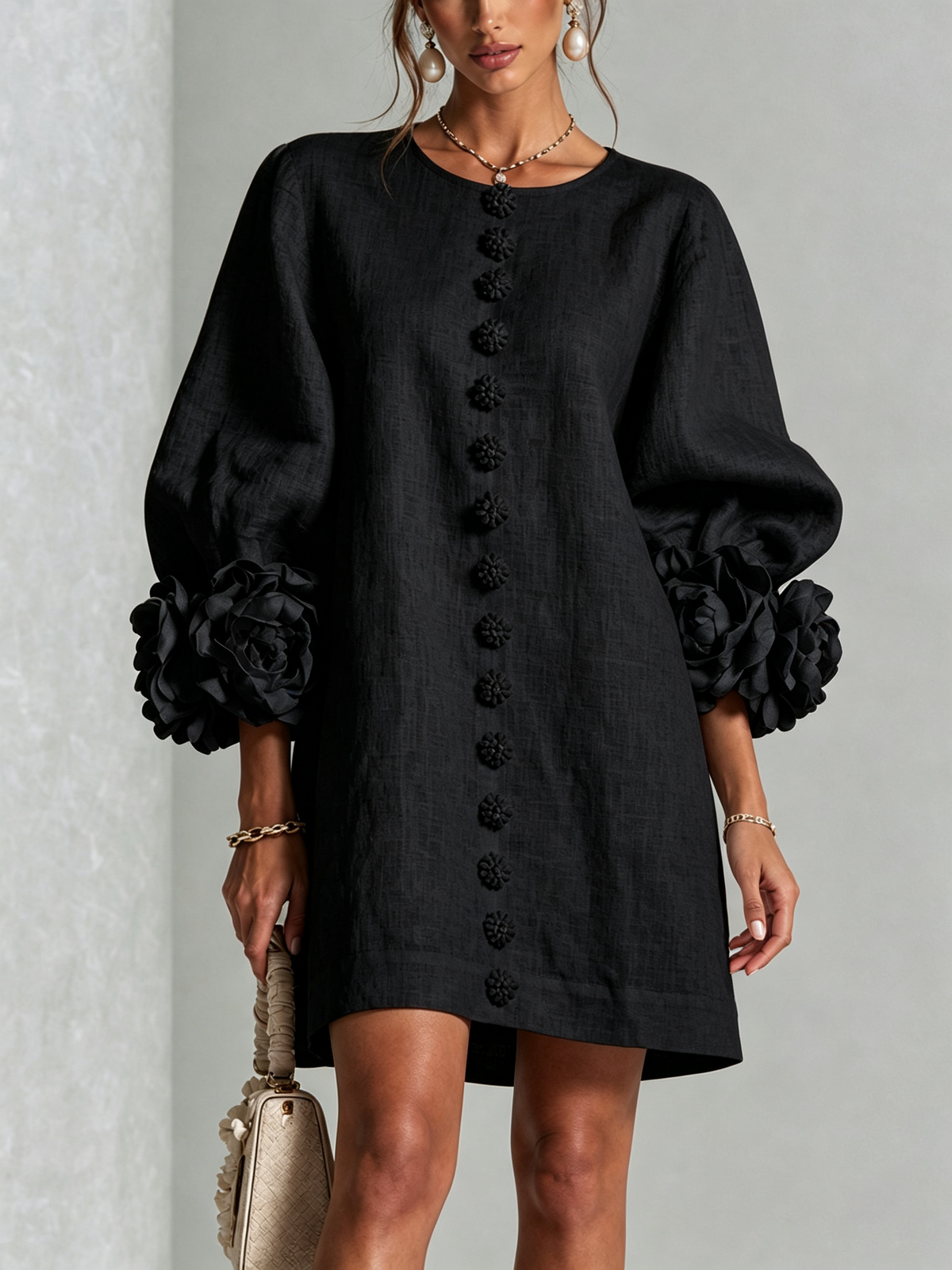 Florence | Robe courte fleurie à boutonnage devant