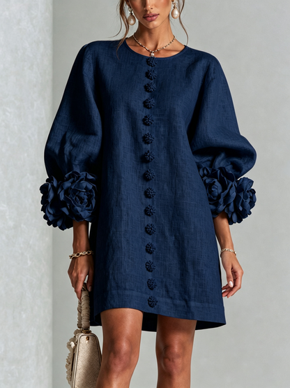 Florence | Robe courte fleurie à boutonnage devant