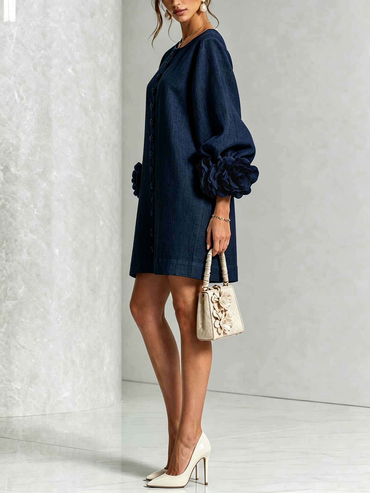 Florence | Robe courte fleurie à boutonnage devant