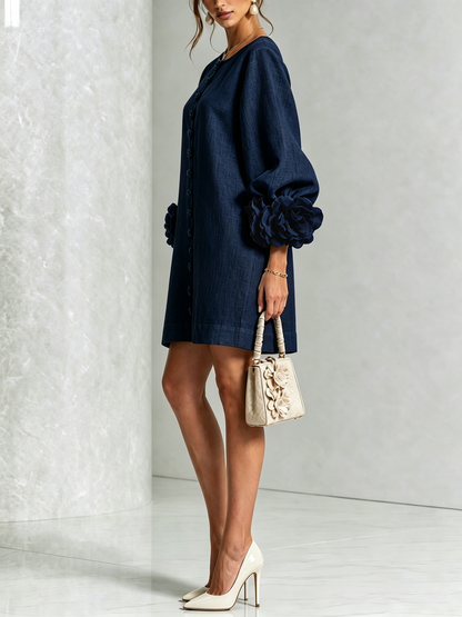 Florence | Robe courte fleurie à boutonnage devant