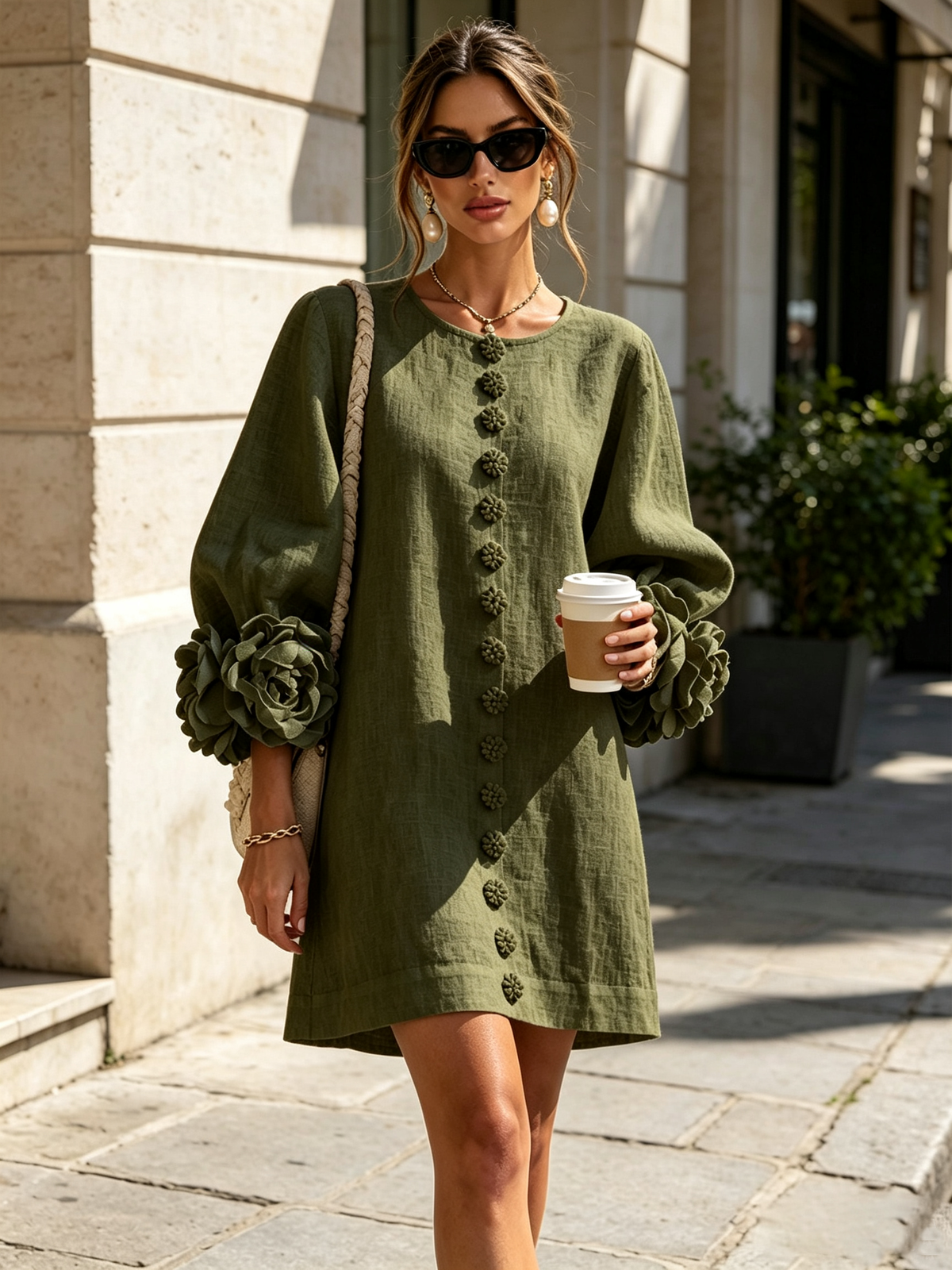 Florence | Robe courte fleurie à boutonnage devant