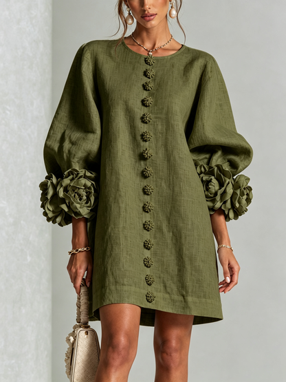 Florence | Robe courte fleurie à boutonnage devant