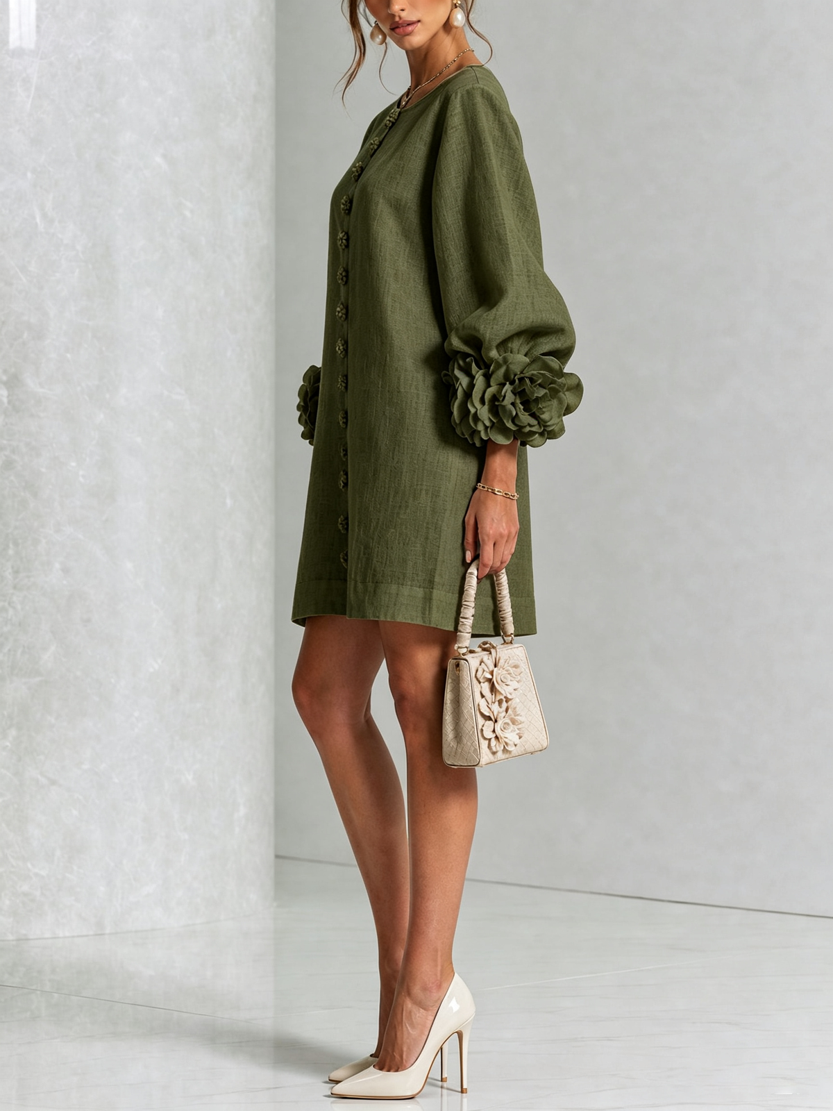 Florence | Robe courte fleurie à boutonnage devant