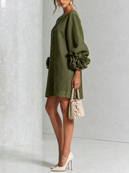 Florence | Robe courte fleurie à boutonnage devant
