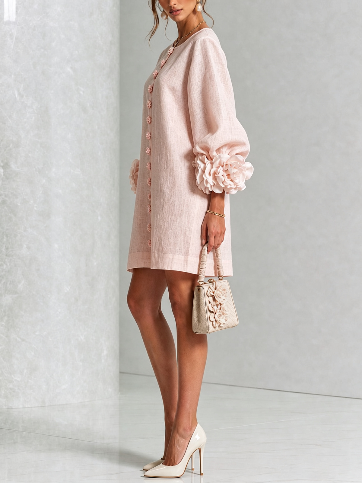 Florence | Robe courte fleurie à boutonnage devant