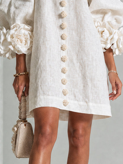 Florence | Robe courte fleurie à boutonnage devant
