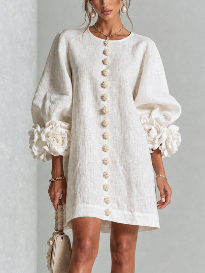 Florence | Robe courte fleurie à boutonnage devant