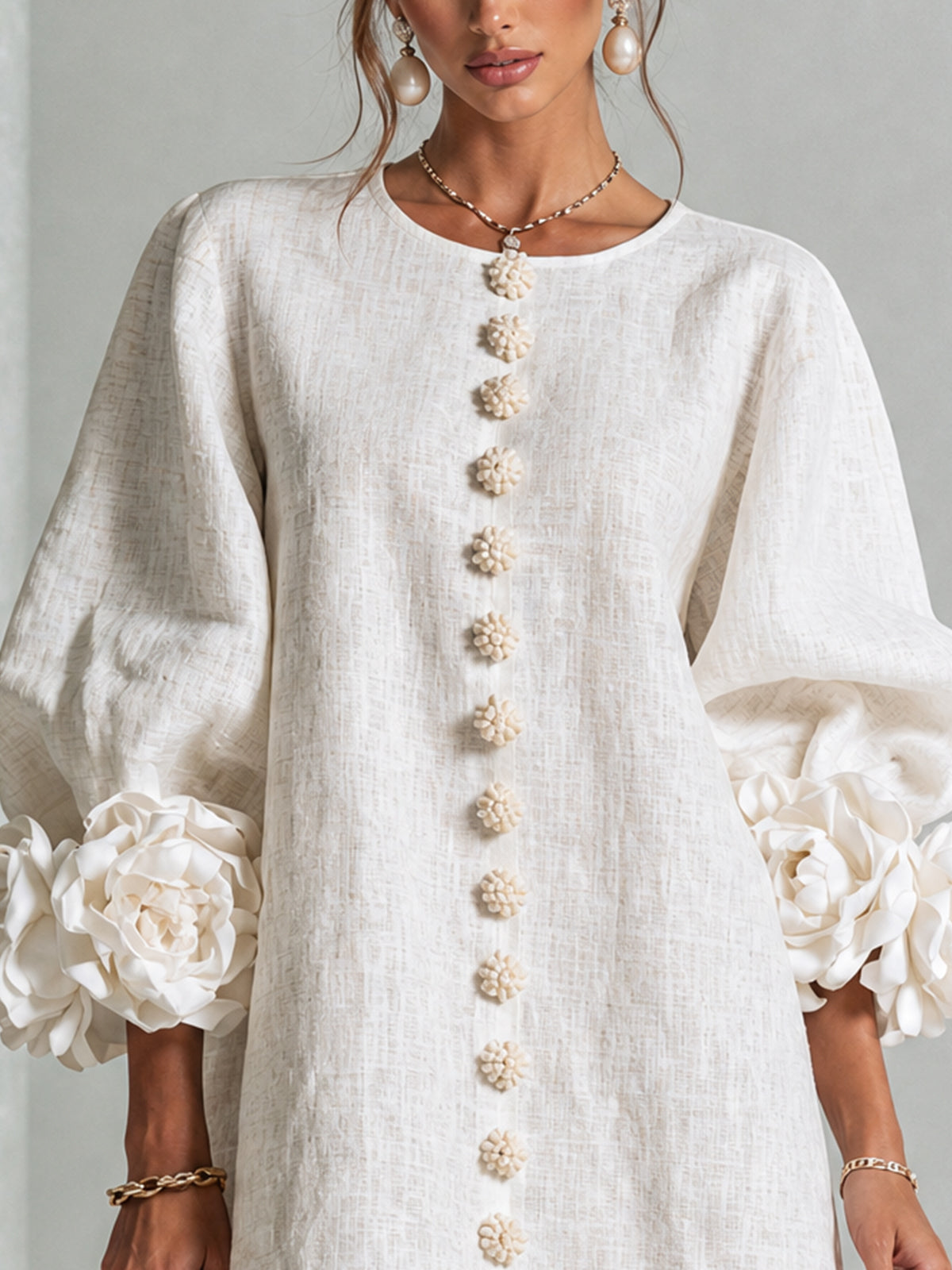 Florence | Robe courte fleurie à boutonnage devant