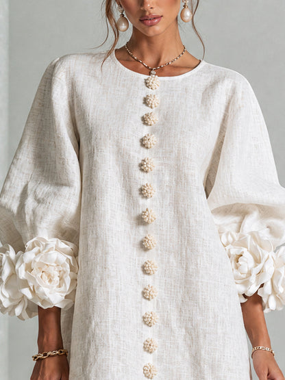 Florence | Robe courte fleurie à boutonnage devant