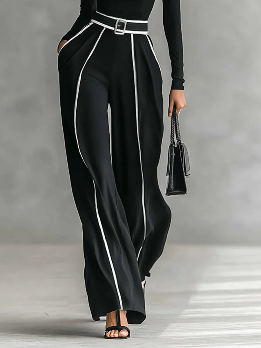 Emma | Ensemble élégant deux pièces col montant et pantalon large