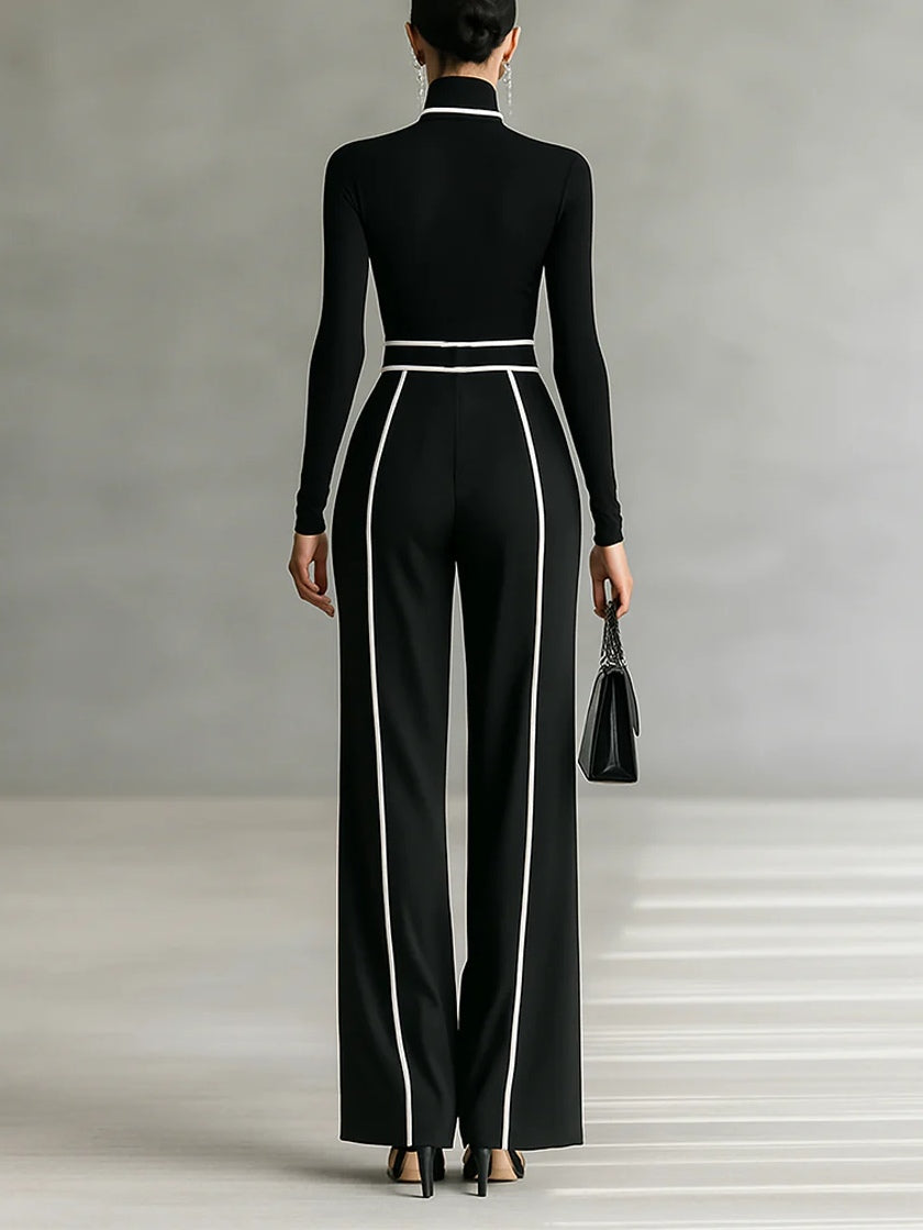 Emma | Ensemble élégant deux pièces col montant et pantalon large