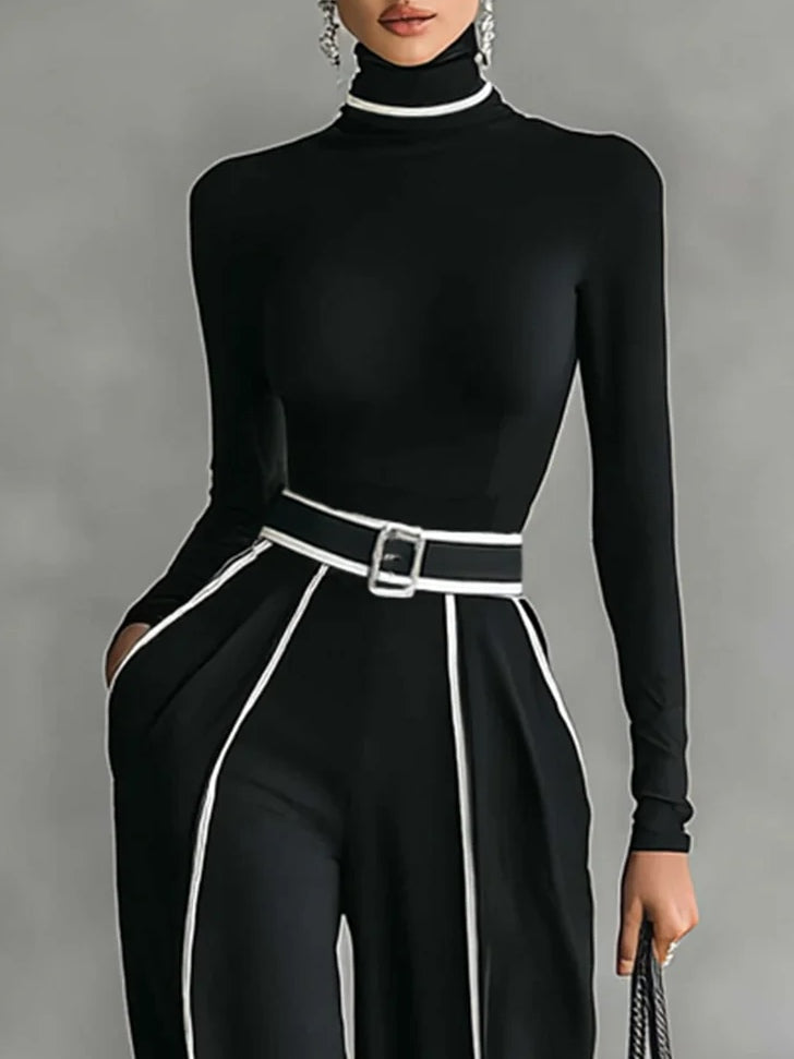Emma | Ensemble élégant deux pièces col montant et pantalon large