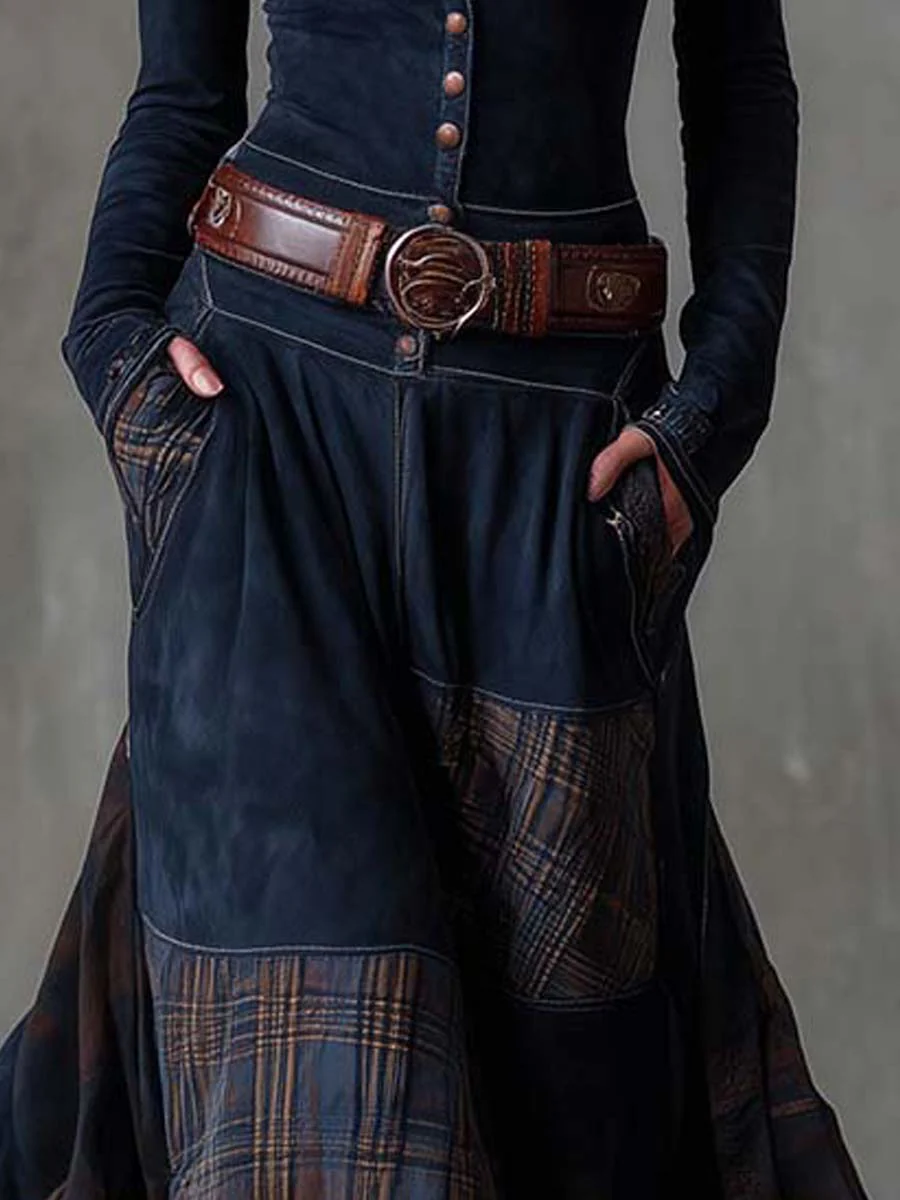 Elisa | Robe longue en suédine avec ceinture