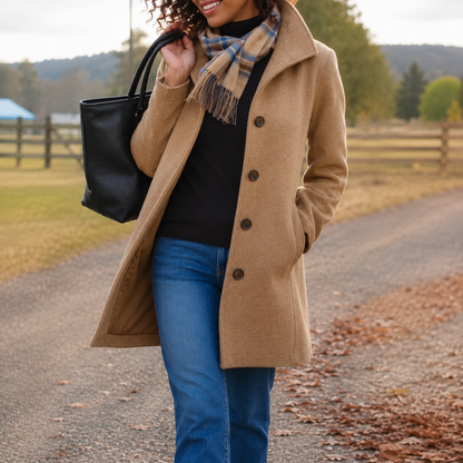 Manteau long droit boutonné