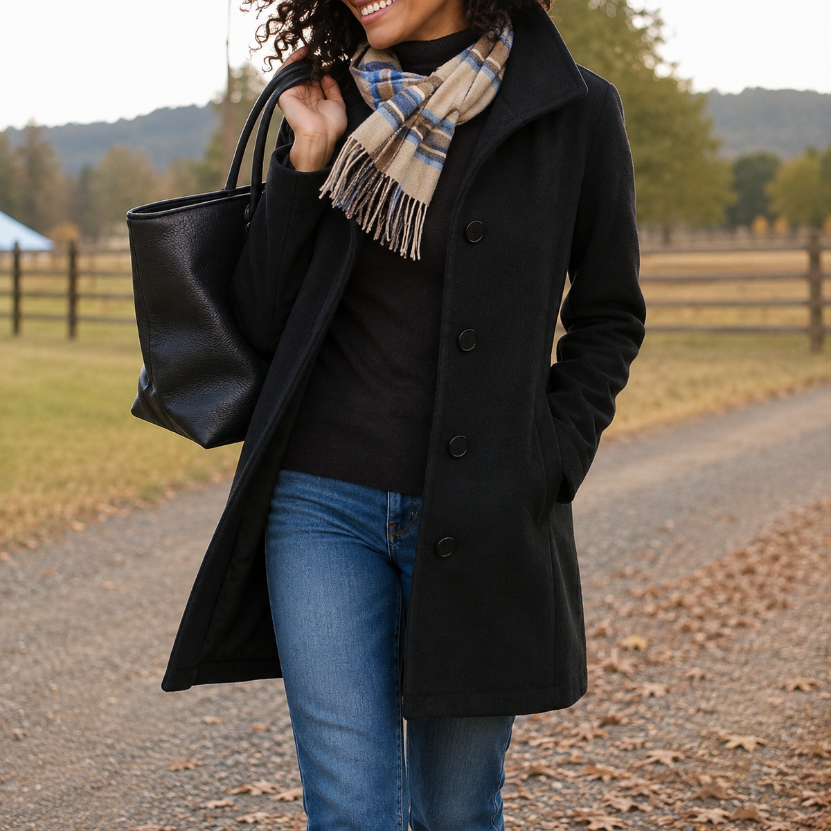 Manteau long droit boutonné