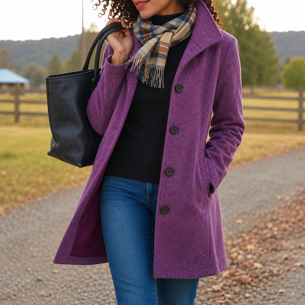 Manteau long droit boutonné