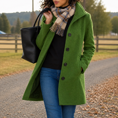 Manteau long droit boutonné