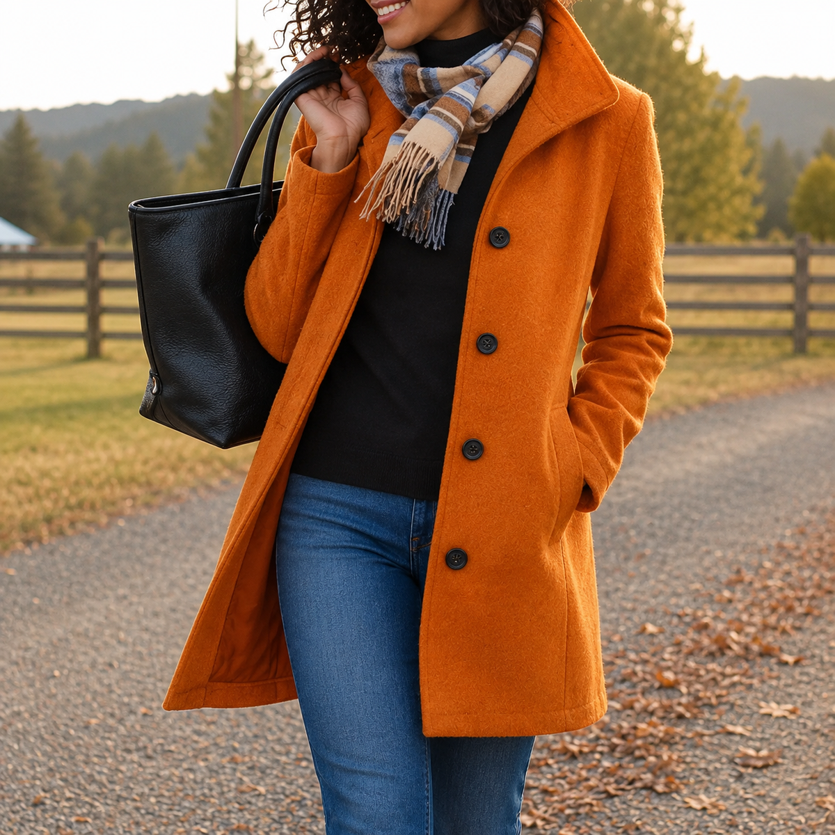 Manteau long droit boutonné