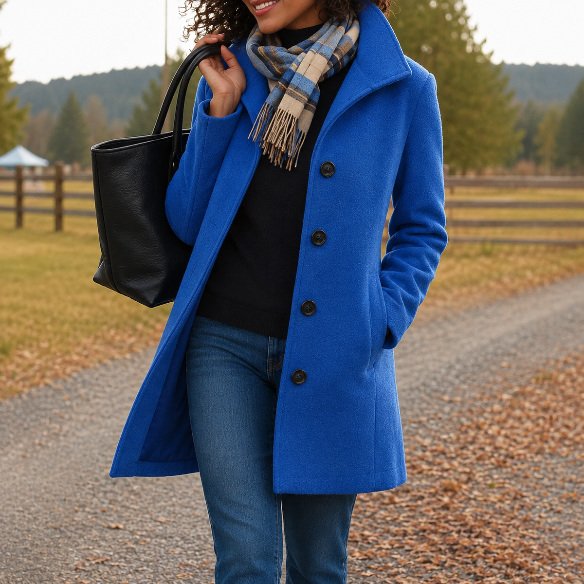Manteau long droit boutonné