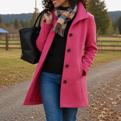 Manteau long droit boutonné