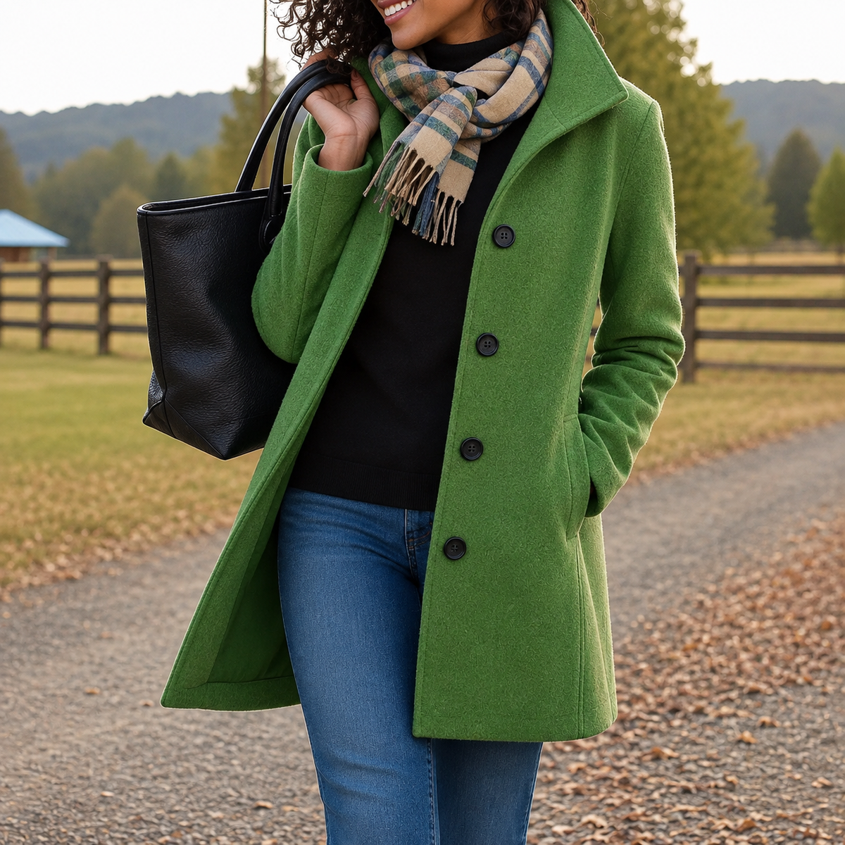 Manteau long droit boutonné