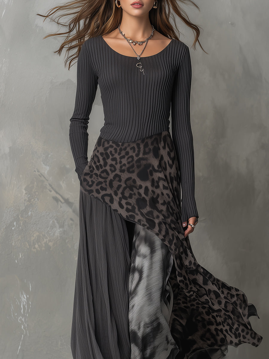 Martina | Robe longue de style bohème à imprimé léopard • S1