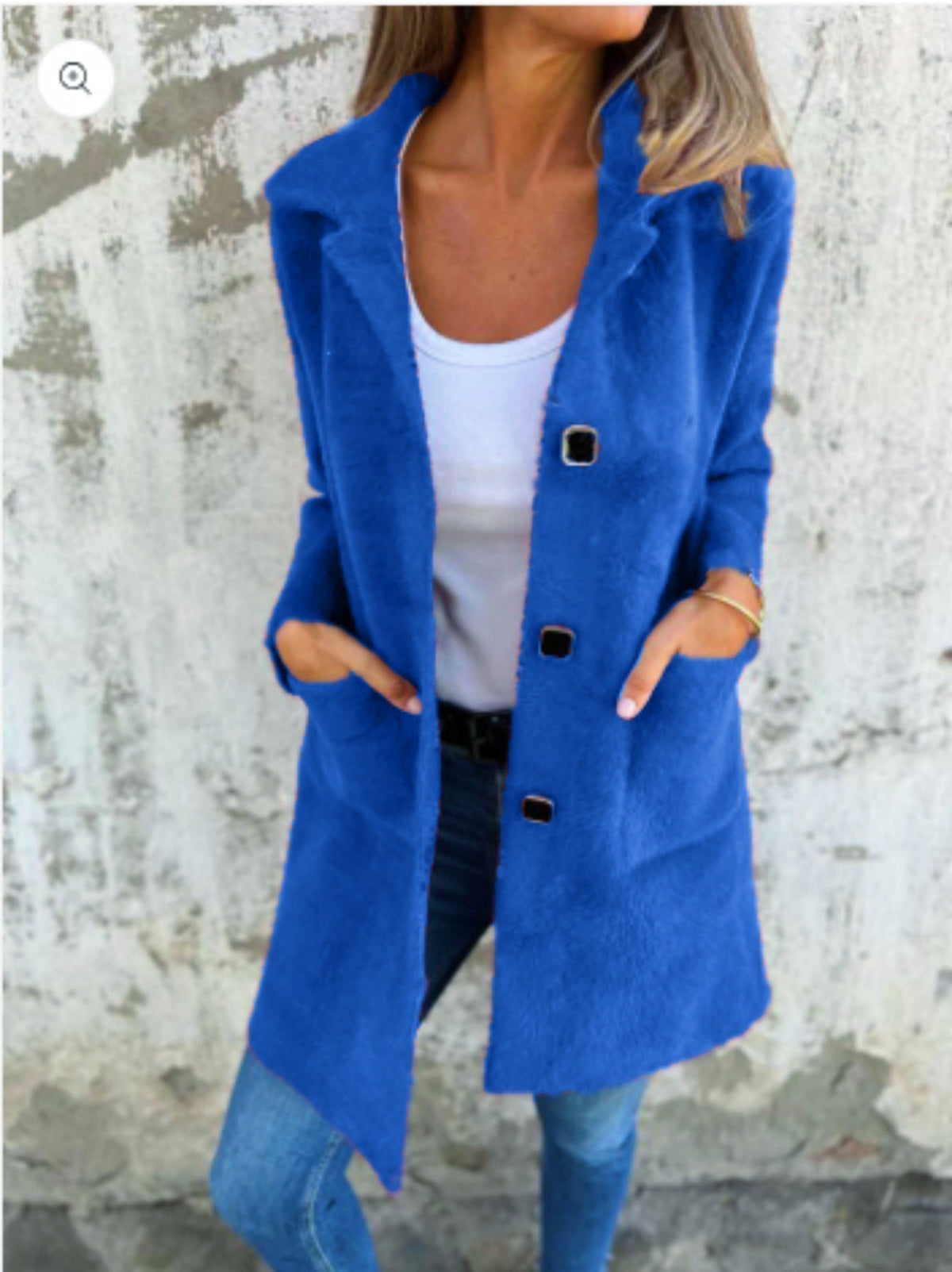 Manteau boutonné à poches et manches longues