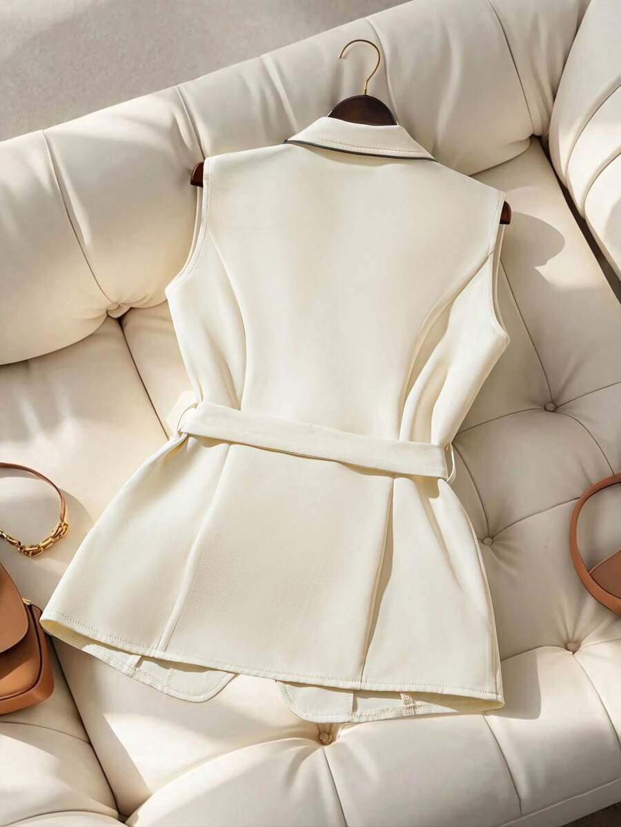 Gilet longline ceinturé